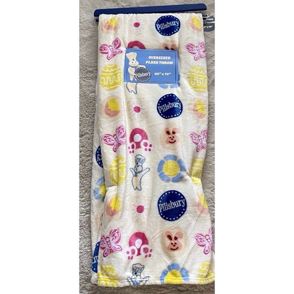 Pillsbury Doughboy Easter Cookies Oversized Plush‎ Throw Blanket 60” X 70” NEW